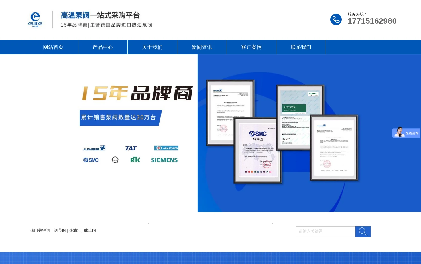 艾立特泵阀 页面快照